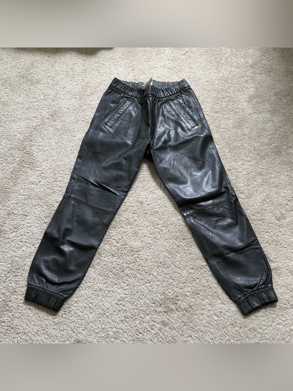GAP Black Leather Jogger Pants